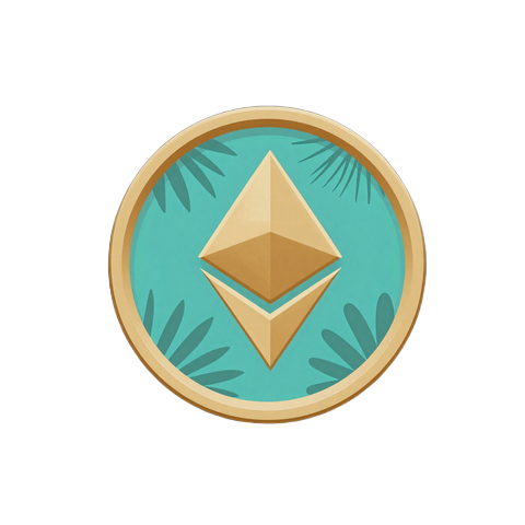 Ethereum Krypto-Symbol in Gold-T&uuml;rkis f&uuml;r Zahlungen im OnlySpins Online Casino