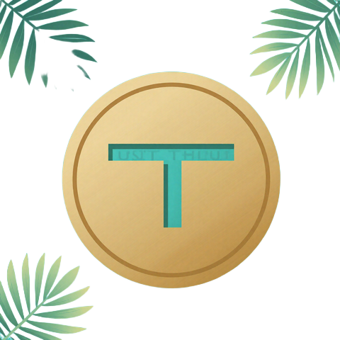 USDT Tether Krypto-Symbol in Gold-T&uuml;rkis f&uuml;r Zahlungen im OnlySpins Online Casino